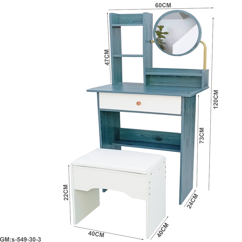 Wooden Storage Cabinet, Makeup Table With Mirror For Kids "s-549-30-3"