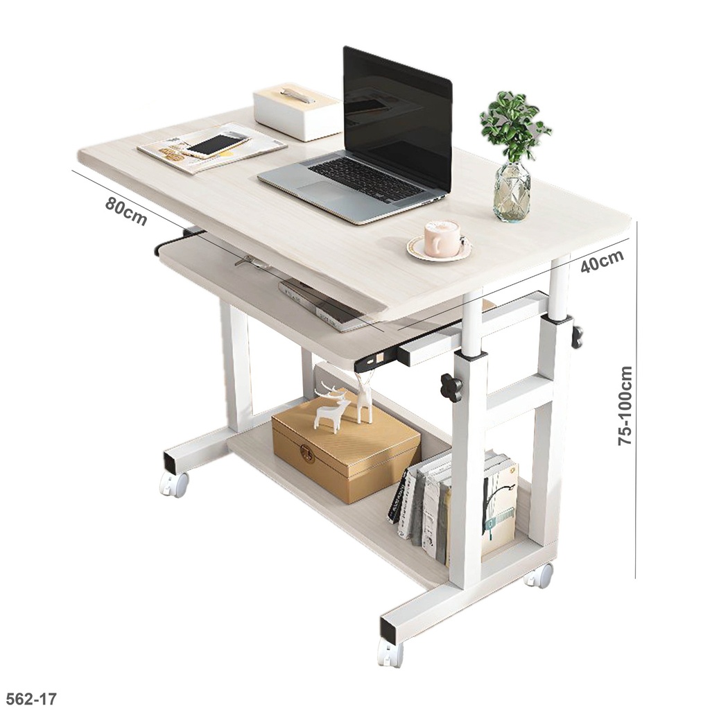 Ergonomic Height Adjustable Laptop Desk | Rolling Computer Table with Storage Shelf "562-17" 