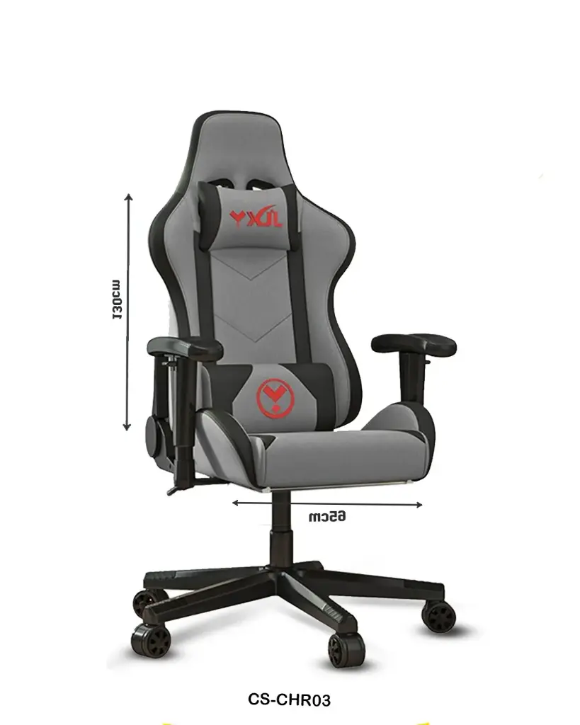 Ergonomic Gaming Chair with Footrest – Grey Fabric Design "CS-CHR03" 