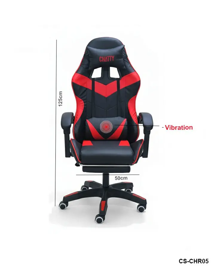 [cs-chr05-r] Adjustable Gaming Chair with Retractable Footrest"cs-chr05" (​red)