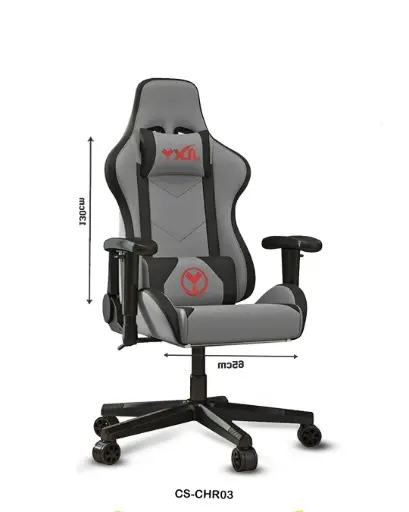 [CS-CHR03] Ergonomic Gaming Chair with Footrest – Grey Fabric Design "CS-CHR03" 